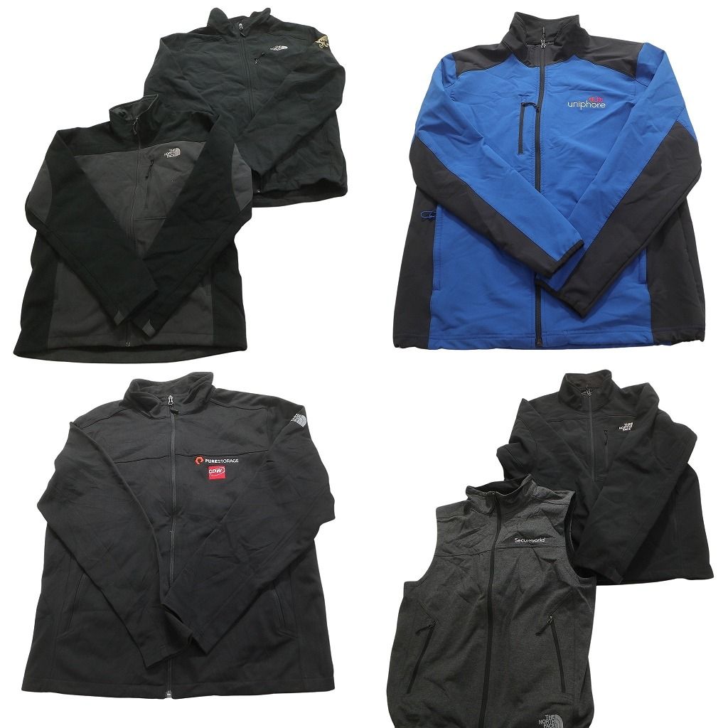 古着卸 ノースフェイス ソフトシェル ジャケット 6枚セット メンズ L 企業 ベスト フルジップ 古着 NC5614