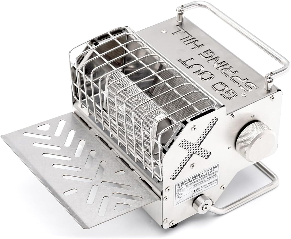 アウトドア ヒーター ガスストーブ 小型 コードレス コンパクト 取っ手付き 軽量 携帯用 暖房器具 キャンプ レジャー 防寒 暖炉 収納袋付き 寒さ対策