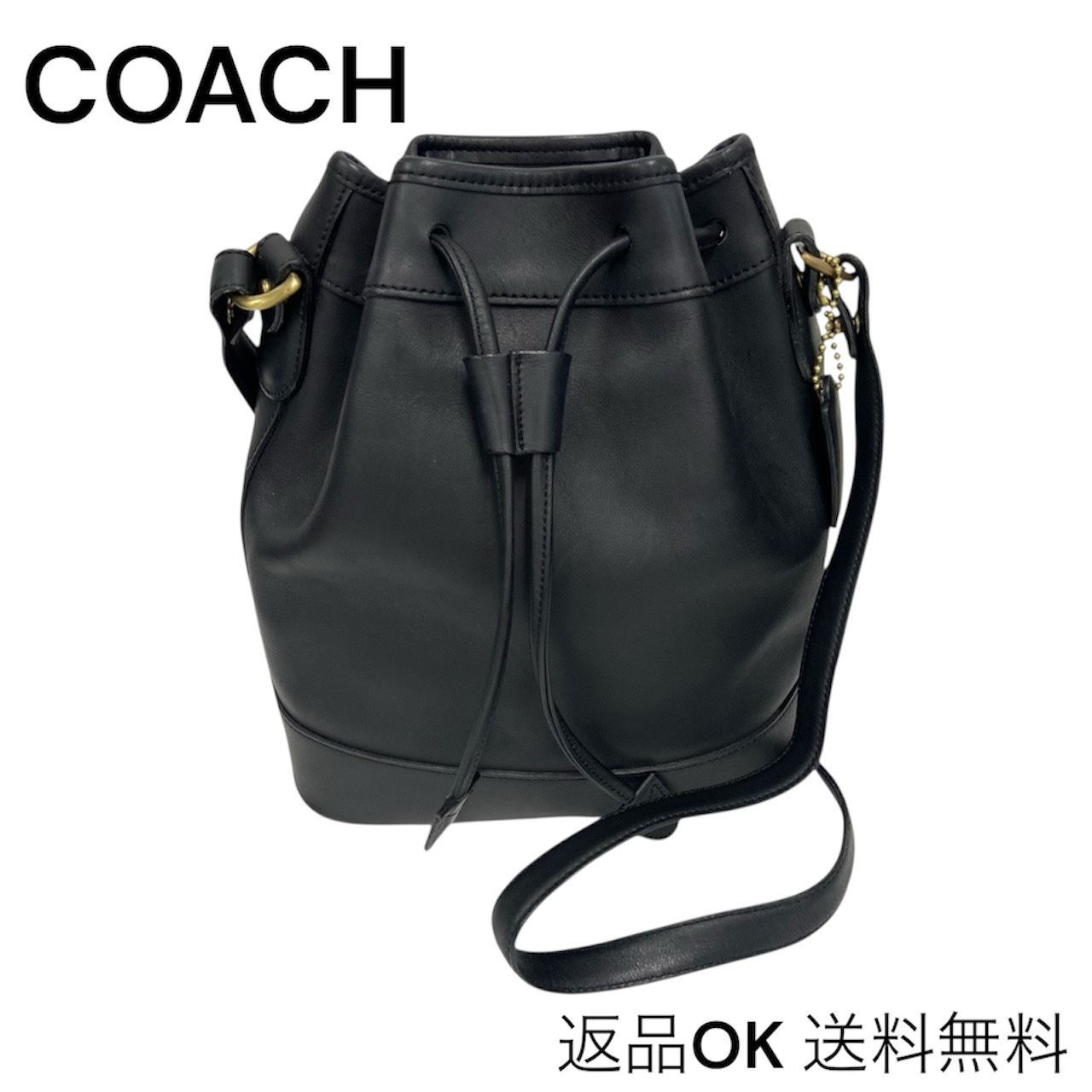 返品OK】美品 COACH オールドコーチ レザー 巾着 ショルダーバック 501