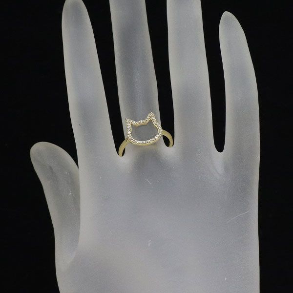 K18YG ダイヤモンド リング 0.16ct ネコ アニマル - メルカリ