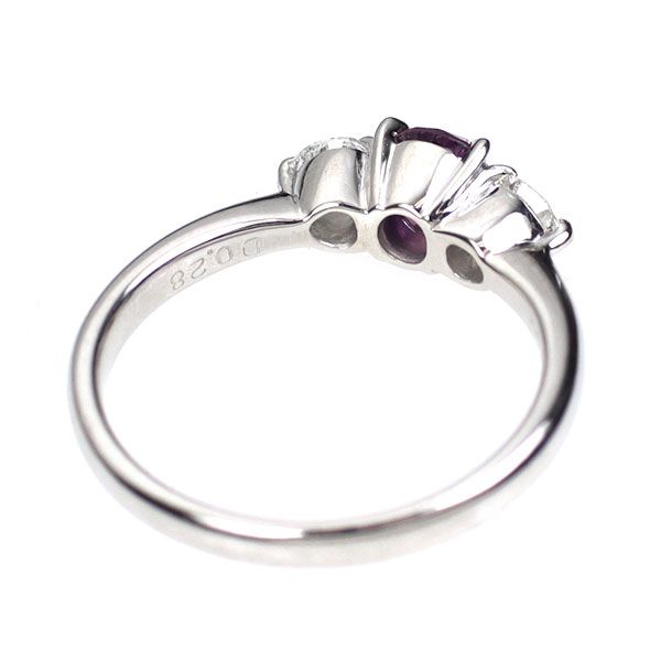 Pt 900 パープル サファイア ダイヤモンド リング 0.71 ct D 0.28