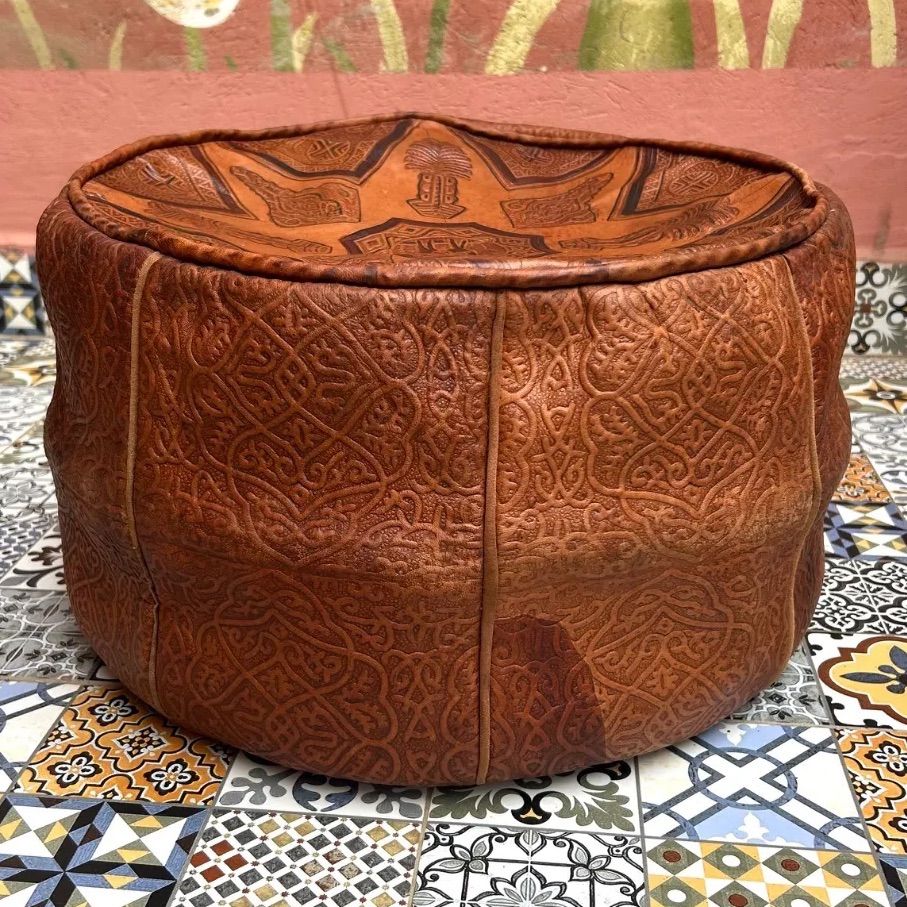 モロッコ 革製プフ オットマン ビンテージ - メルカリ