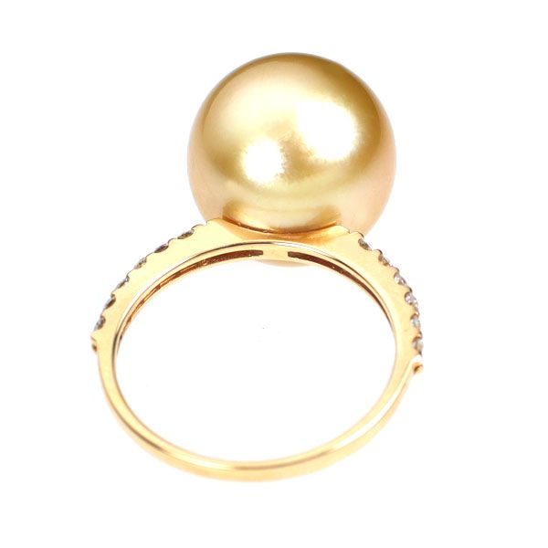 K 18 YG ゴールデンパール ダイヤモンド リング 径約12.3 mm D 0.24 ct