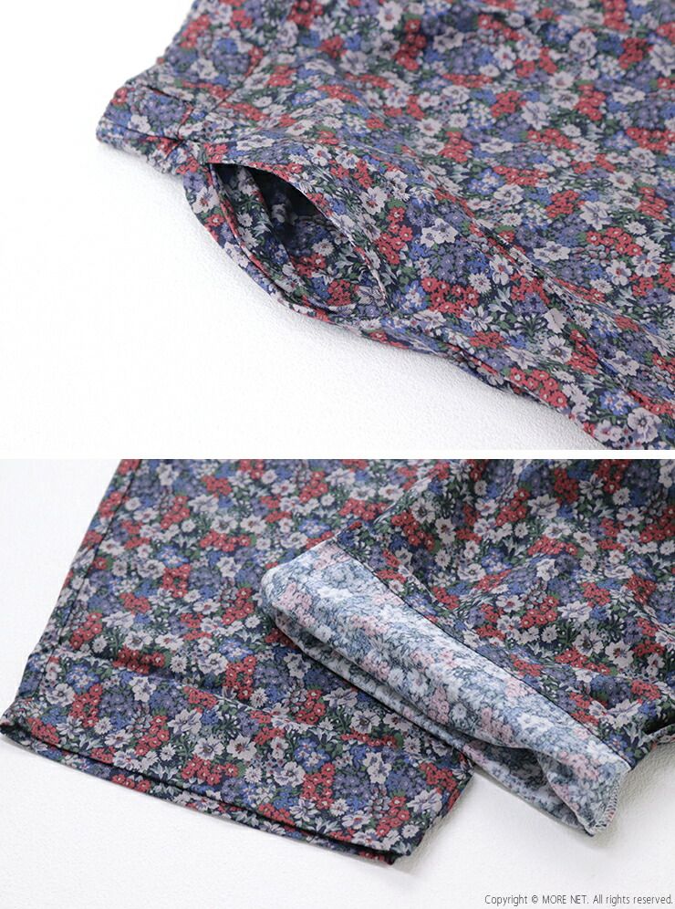  ナル NARU 小花柄エッグパンツ 6658501 ワイド カーブ テーパード イージー 総柄 アンクル丈 レディース 2025秋冬 ワイドパンツ イージーパンツ パンツ