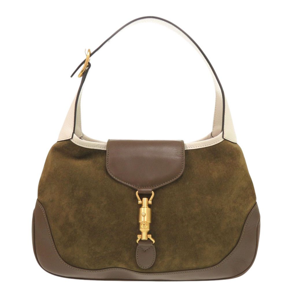 グッチ Vault ヴィンテージ ジャッキー スウェード レザー ブラウン カーキ ショルダーバッグ 1220 GUCCI