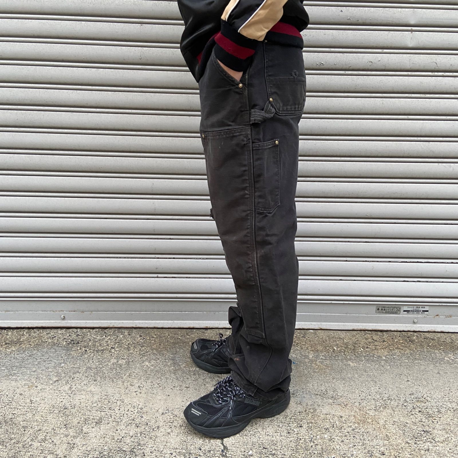 Carhartt ブラック ダブルニー 雰囲気系 実寸W32×L31 carhartt☆USA製☆カーハート☆ダブルニーダックペインターパンツ