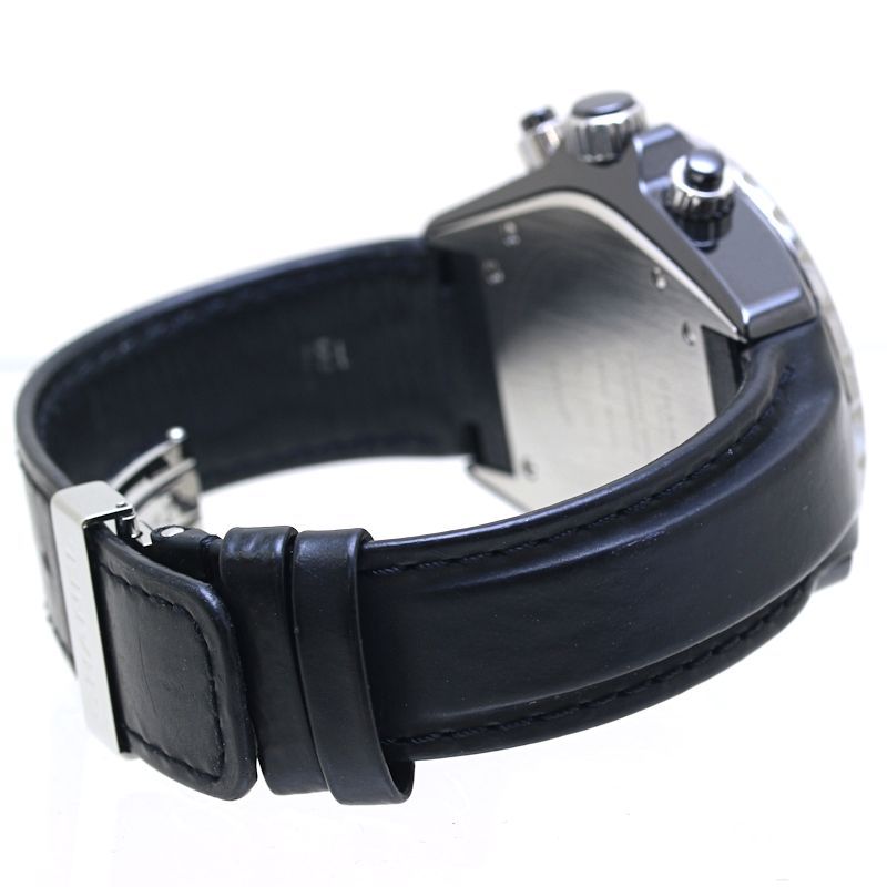 メンズ ブラックセラミックxステンレススチールx革