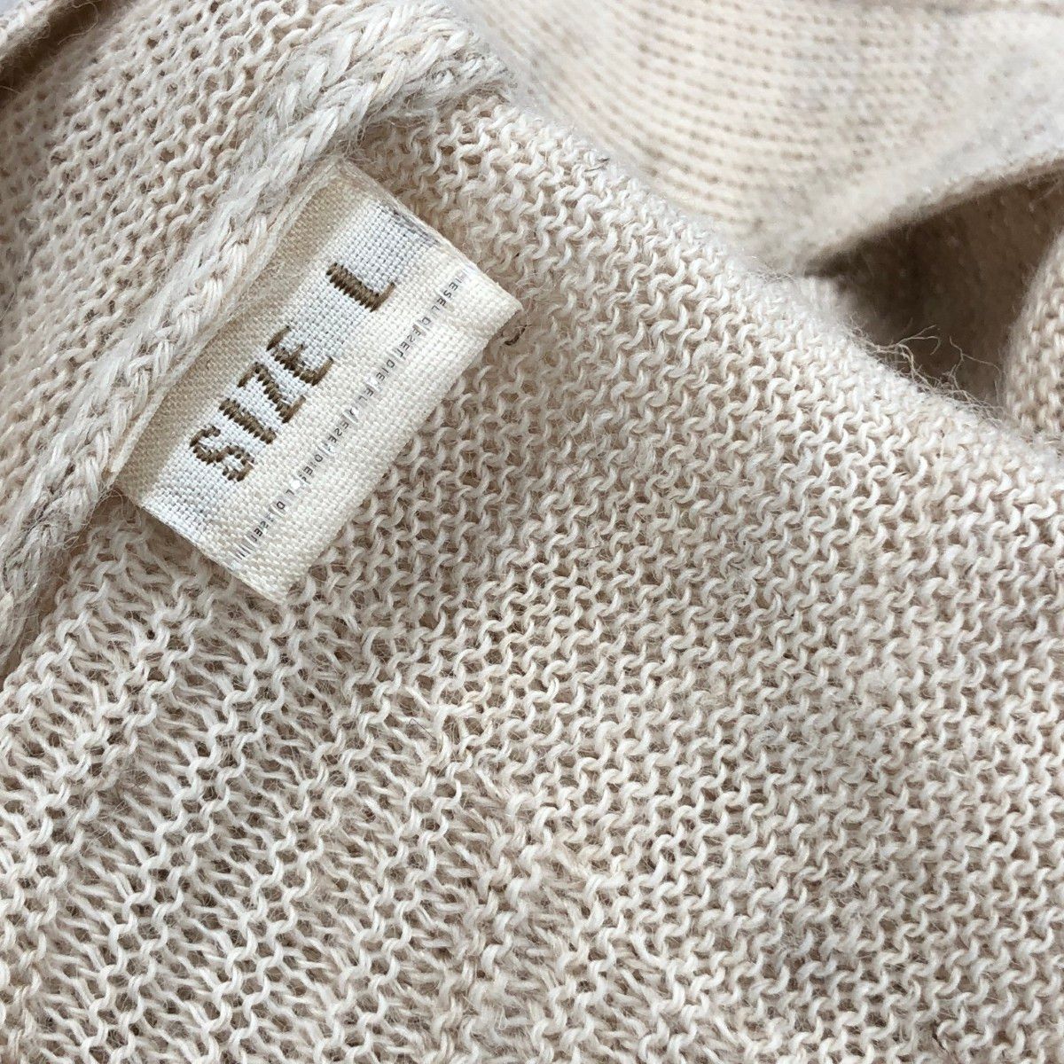 【レア】DIESEL ベージュ プリントヘンリーネックセーター DIESEL ディーゼル ヘンリーネックニットソー サイズ:L ベージュ