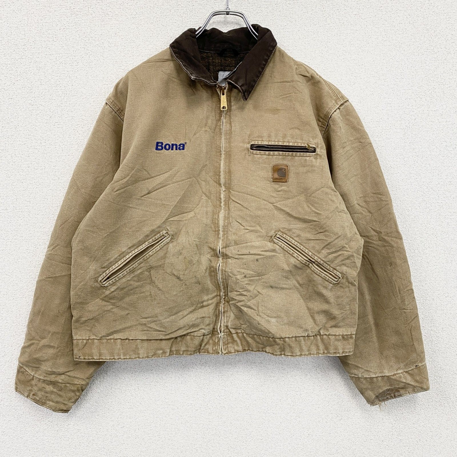 古着 Carhartt カーハート デトロイトジャケット フルジップダックジャケット ブランケットライナー 茶色 ブラウン Lサイズ