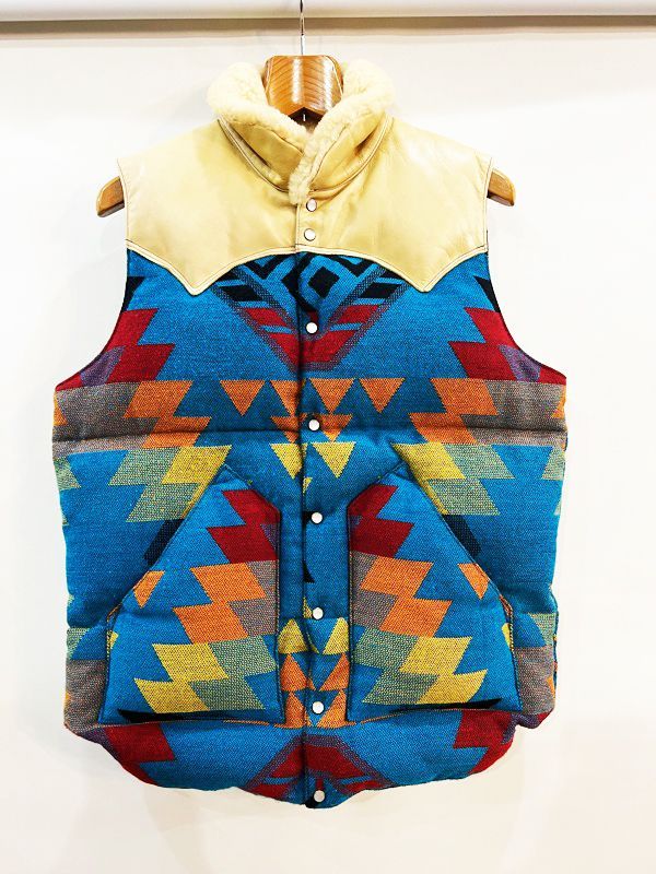 I99 RockyMountain featherbed× PENDLETON ロッキーマウンテン ペンドルトン ネイティブ柄ダウンベスト ブルー系 メンズ アメカジ