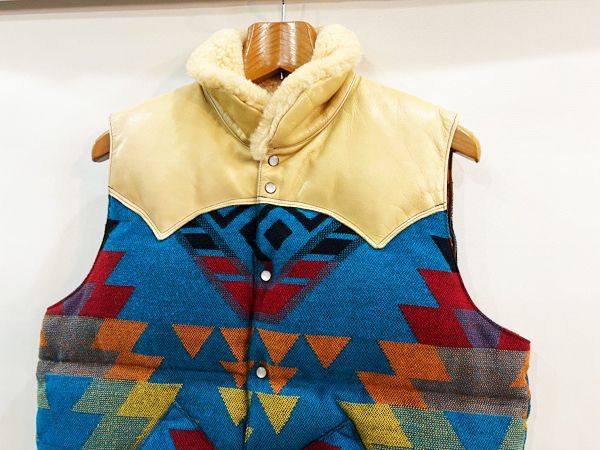 I99 RockyMountain featherbed× PENDLETON ロッキーマウンテン ペンドルトン ネイティブ柄ダウンベスト ブルー系 メンズ アメカジ