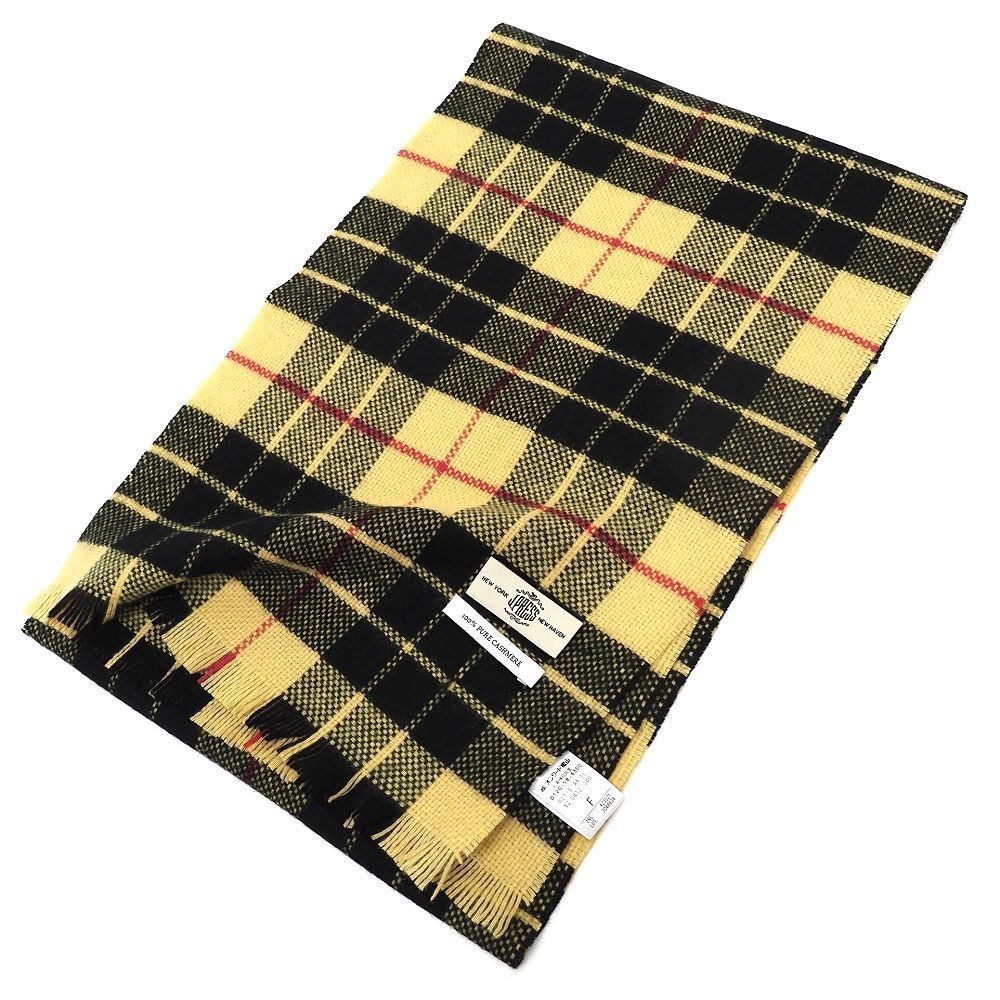 J PRESS カシミヤ マフラー イエロー ブラック チェック柄 ジェイプレス メンズ レディース 5 P 2 K 0621 S KOV 07