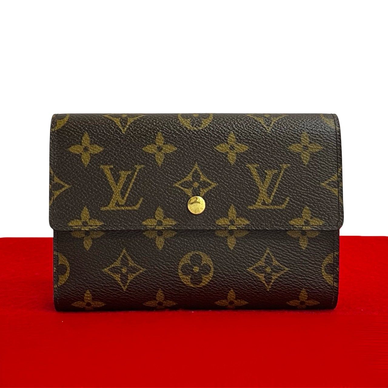 LOUIS VUITTON ルイヴィトン ポルトトレゾール エテュイ パピエ モノグラム レザー 二つ折り 財布 ウォレット ブラウン 20918
