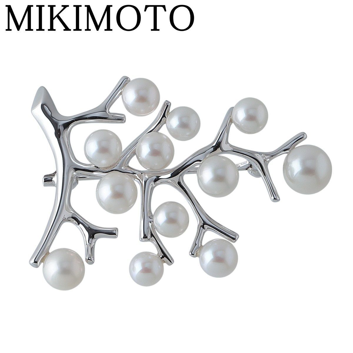ミキモト パール ブローチ 幸福の木 ラージサイズ 現行モデル SV パール4.7mm~6.8mm PB-767AS型 MIKIMOTO 22944