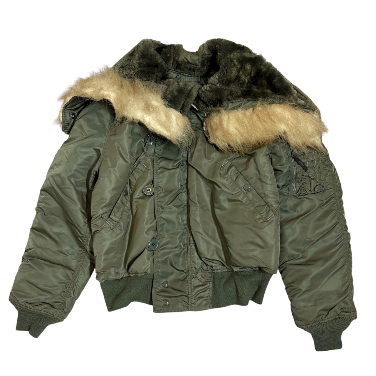 ALPHA INDUSTRIES アルファインダストリーズ N-2B フライトジャケット 短丈 ファー y2k カーキ M 00s 90s