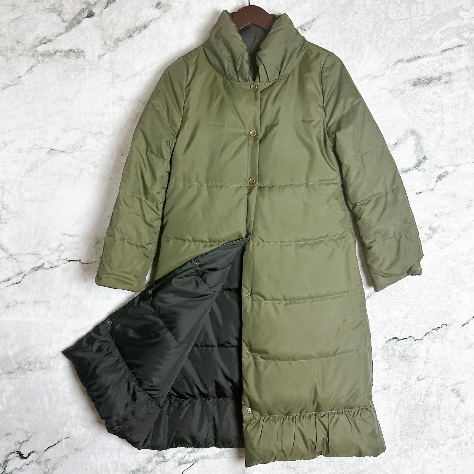 ホコモモラ リバーシブル ノーカラー ダウンコート 42 ホコモモラ リバーシブル ノーカラー ダウンコート 42