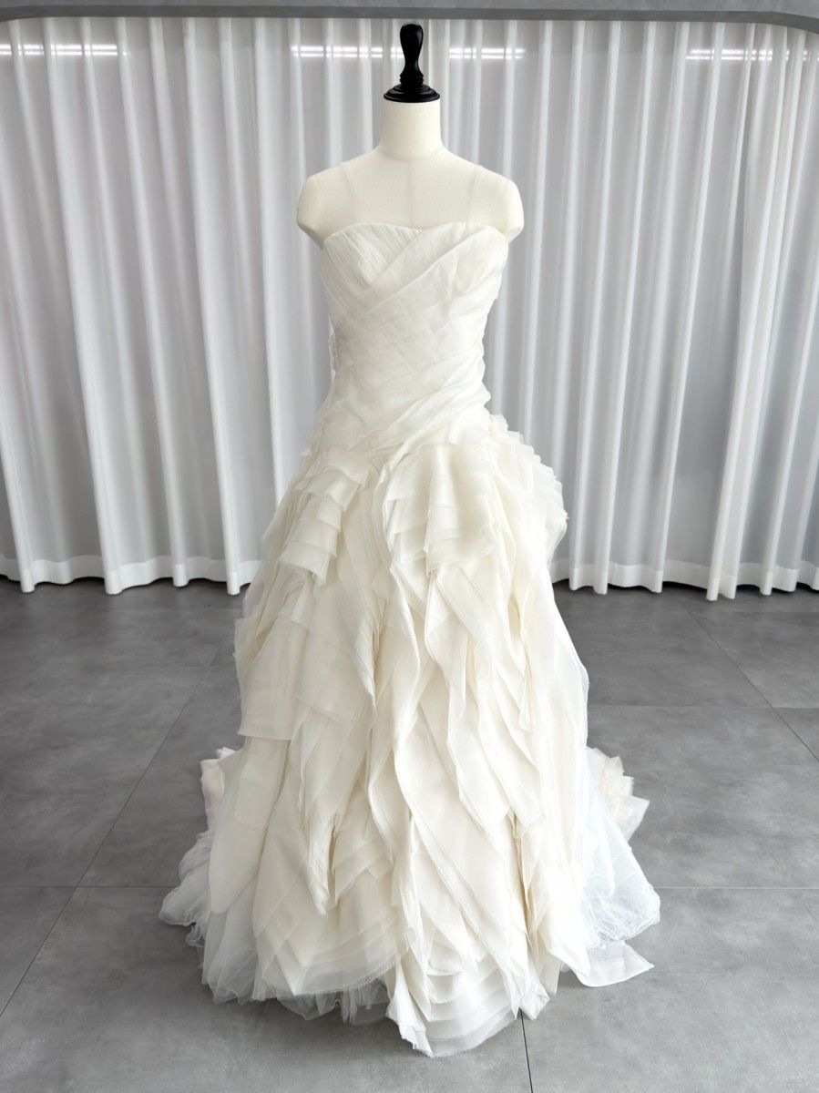 ヴェラウォン VERA WANG BRIDE ダイアナ Diana Aライン ウェディングドレス アイボリー 白 ファーストオーナー チュール ベアトップ