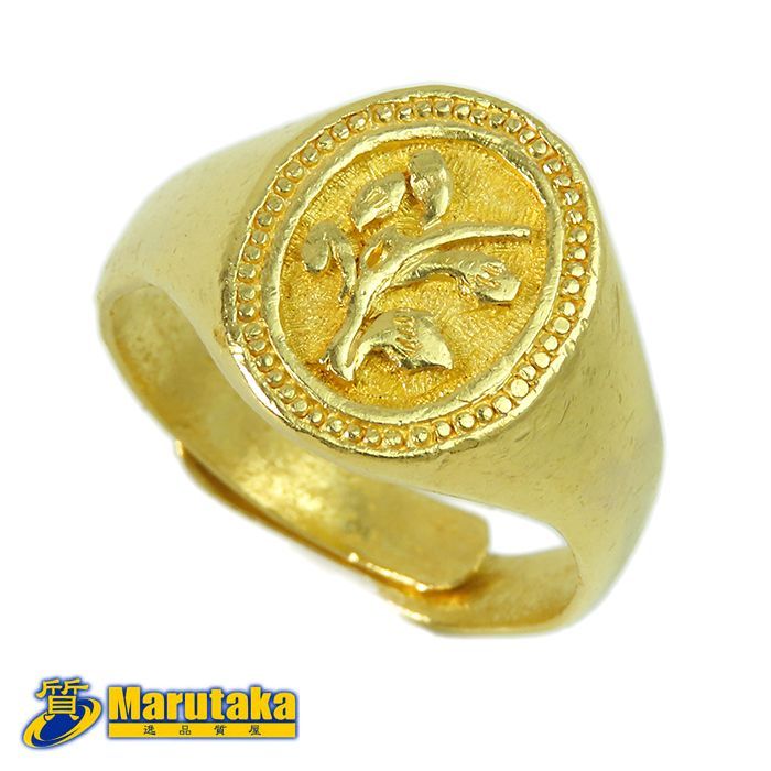 K 23 リング 23金イエローゴールド フリーサイズ 指輪 約7 5 g シグネットリング ジュエリー メンズ 貴金属 地金 ゴクラク 質屋 丸高 リーフ 植物 21 183 8