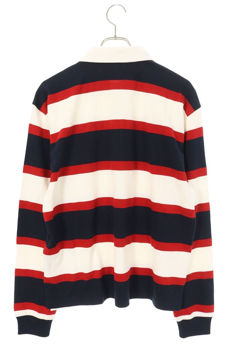 お試しください！ セリーヌ 25SS RX06O0S32.01QL BLASON ストライプ ラグビー長袖ポロシャツ メンズ M キュートな