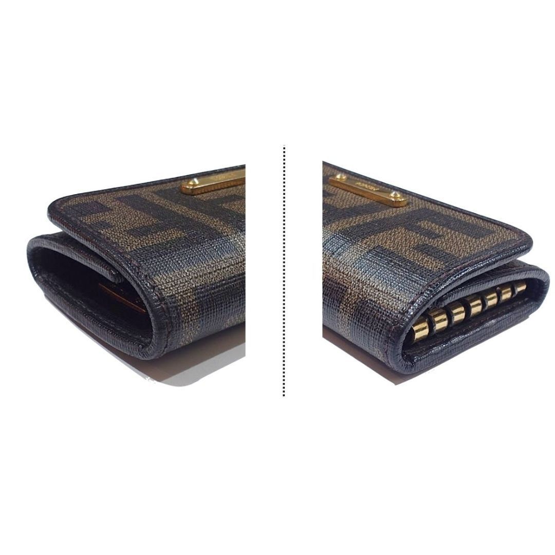 FENDI フェンディ ズッカ柄 6連キーケース ゴールド ロゴプレート PVC