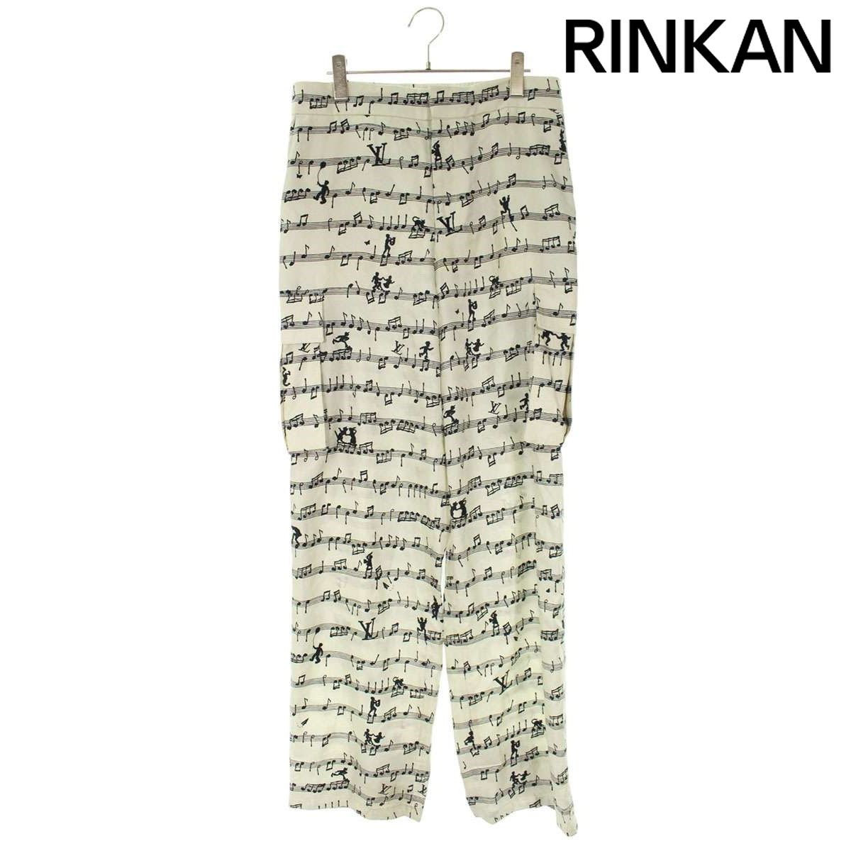 ルイヴィトン 23SS RM231M SV8 HOP09W 音符総柄 シルクロングパンツ メンズ 40