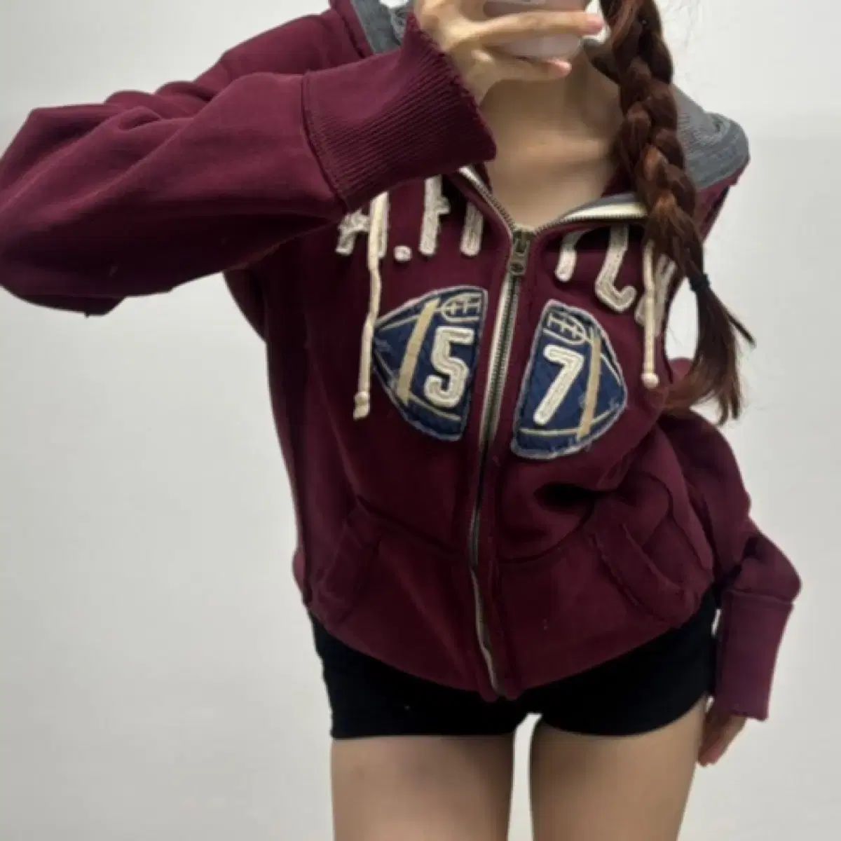 Abercrombie アバクロンビー バーガンディ WHO ジップアップ 必須アイテム