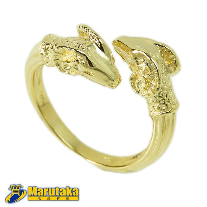 750 リング 18金イエローゴールド 11号 指輪 2頭の羊 子羊 ジュエリー メンズ レディース アリエス アニュス デイ 貴金属 地金 K18 質屋 丸高 甲子園店 Agnus Dei 22k83-4