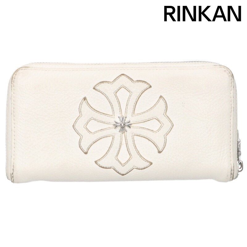 クロムハーツ REC F ZIP CHプラスパッチ付きラウンドジップレザーウォレット財布 メンズ