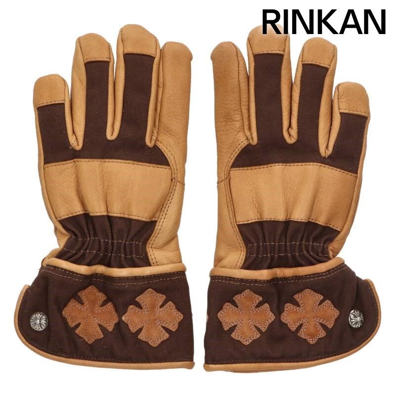 クロムハーツ GLOBE クロスパッチ付きレザー手袋 メンズ S