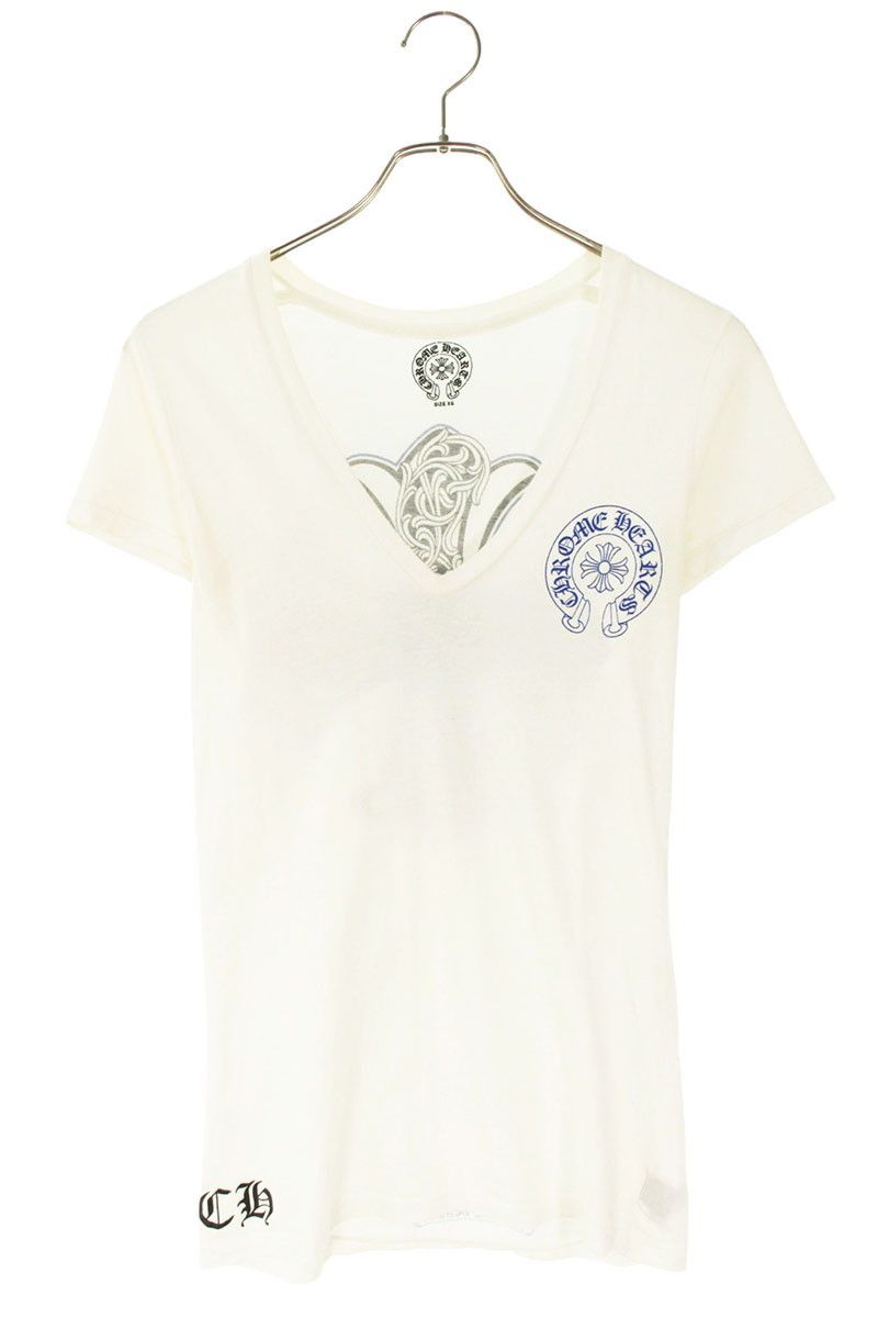 クロムハーツ バックCHプラスプリントVネックTシャツ レディース XS