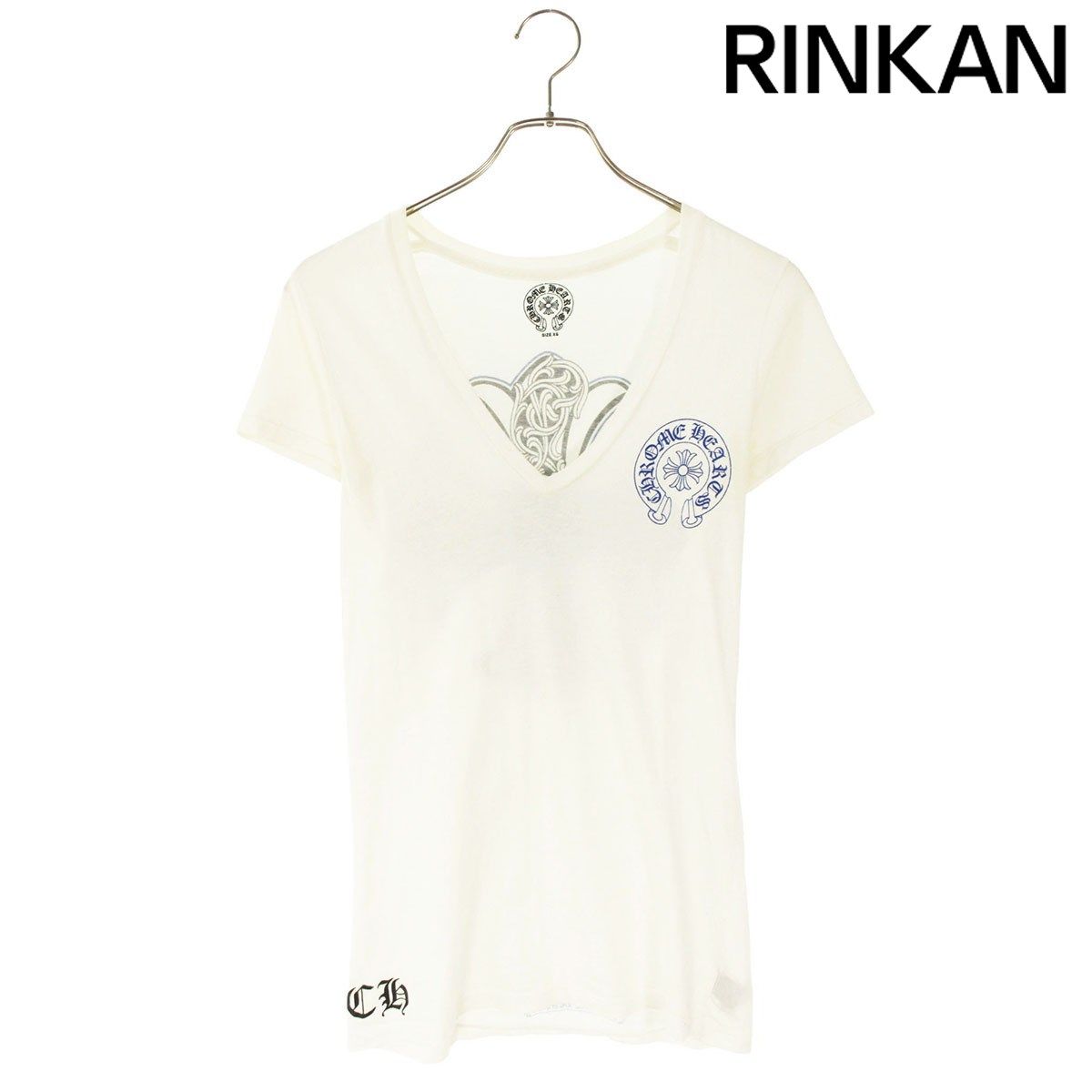 クロムハーツ バックCHプラスプリントVネックTシャツ レディース XS