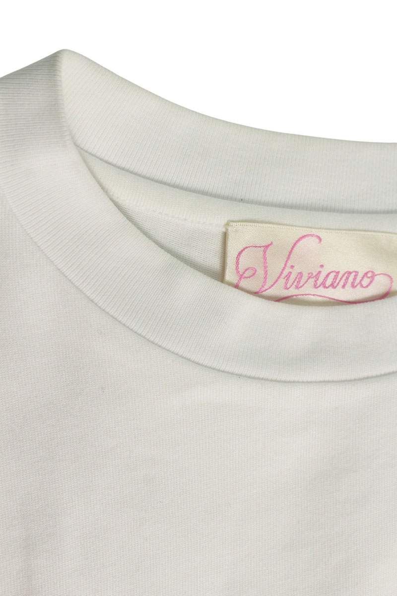 フラワーアップリTシャツ レディース