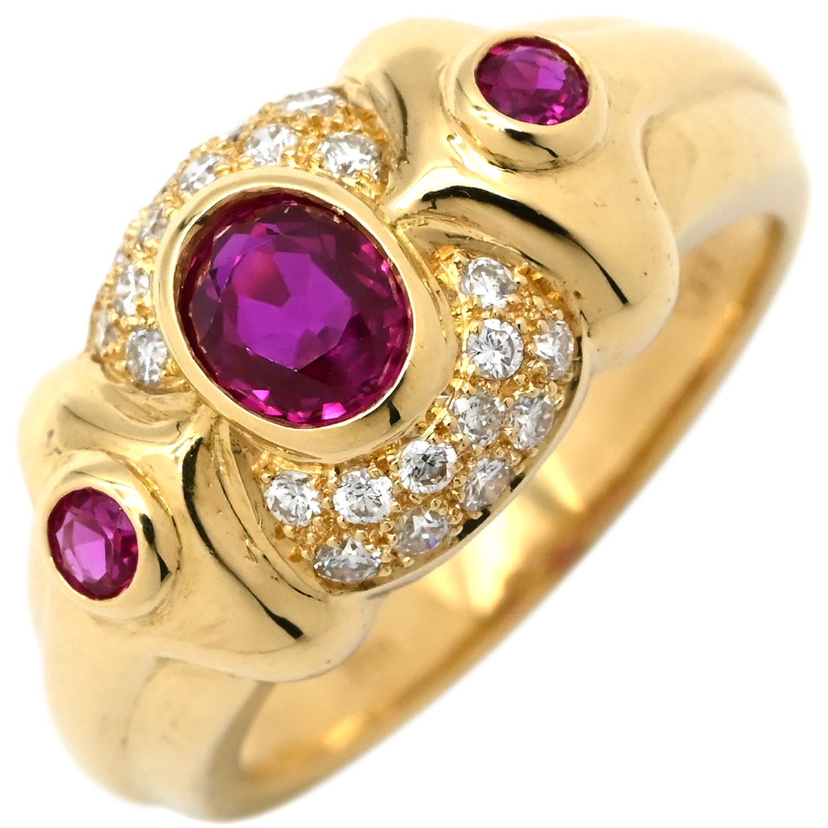 リング 指輪 ルビー ダイヤリング K18YG ルビー ダイヤモンド イエロー