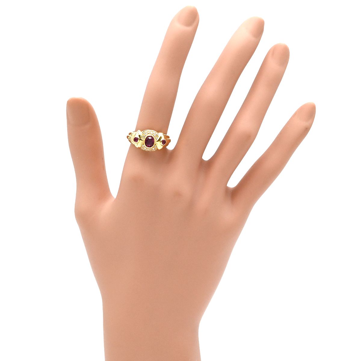 リング 指輪 ルビー ダイヤリング K18YG ルビー ダイヤモンド イエロー
