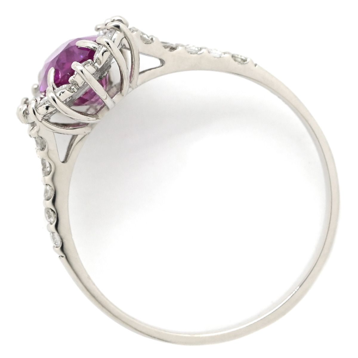 リング 指輪 サファイア ダイヤリング Pt 900 ダイヤモンド プラチナシルバー 紫 ピンク 非加熱 14号