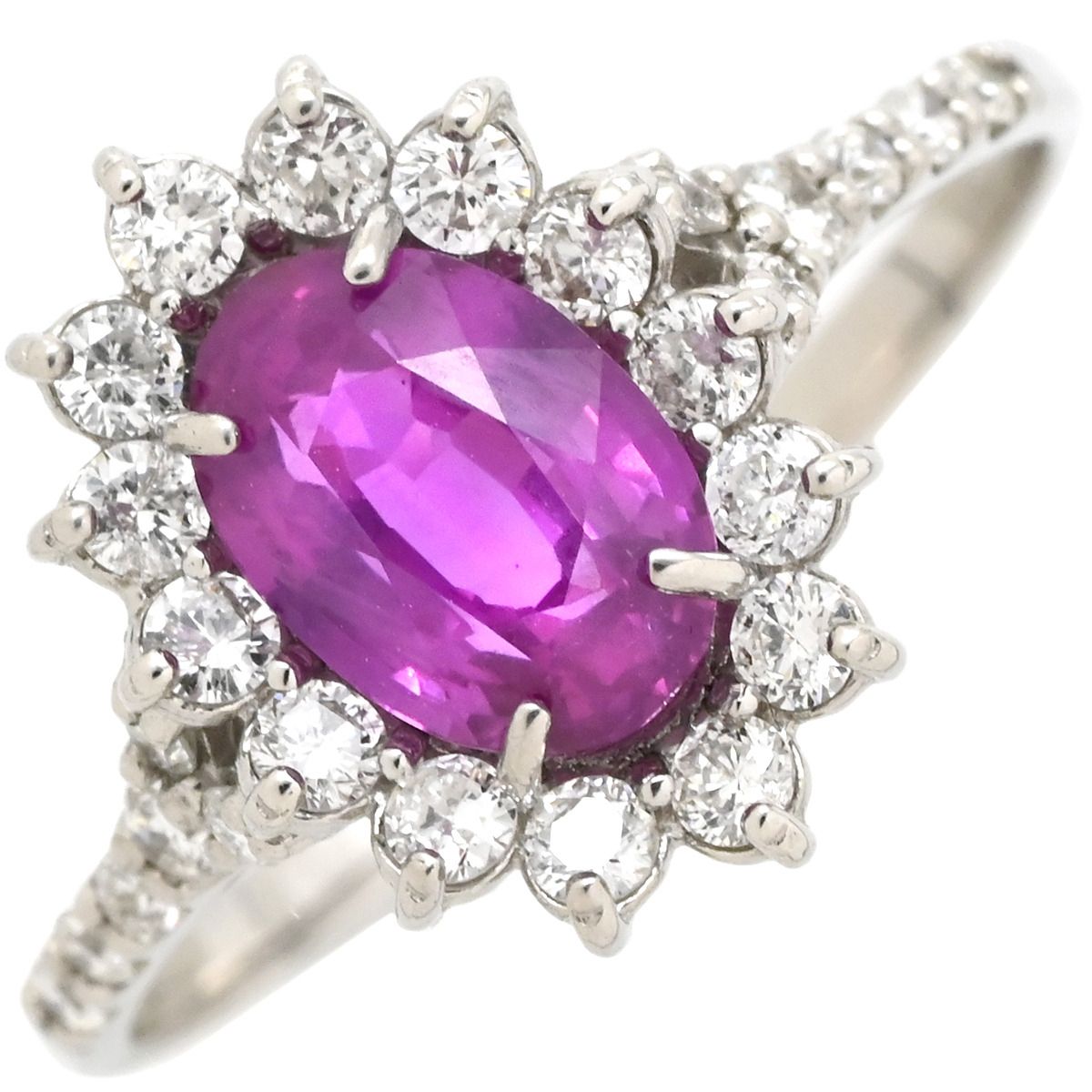 リング 指輪 サファイア ダイヤリング Pt900 サファイア ダイヤモンド プラチナシルバー 紫 ピンク 非加熱 14号