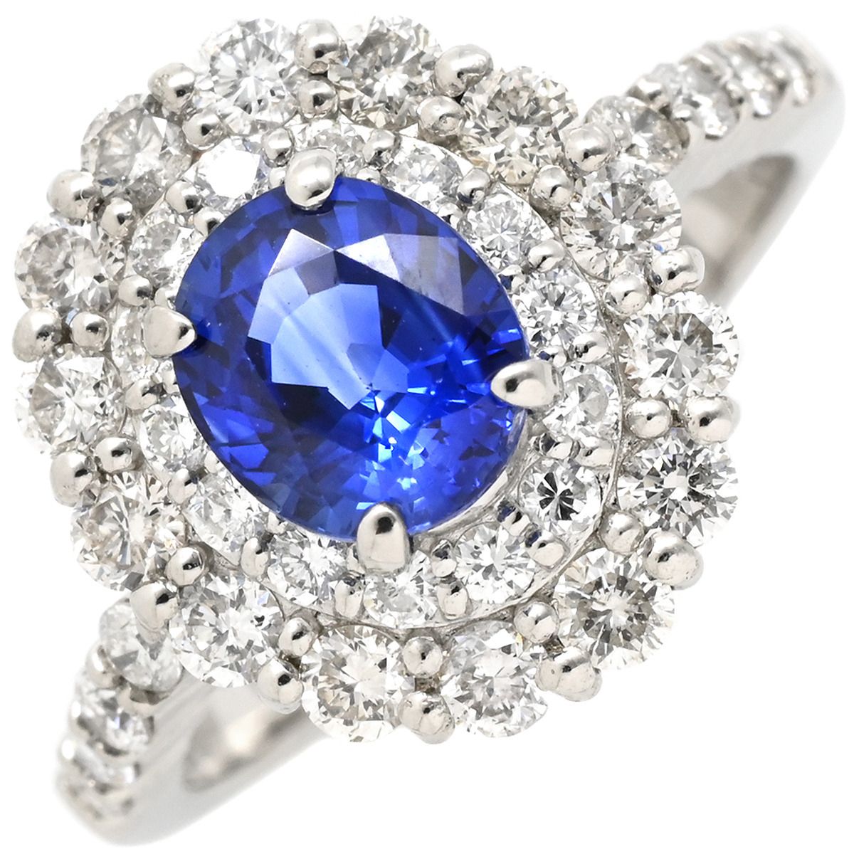 リング 指輪 ブルーサファイア ダイヤリング Pt950 サファイア ダイヤモンド プラチナシルバー ロイヤルブルー 青 12号