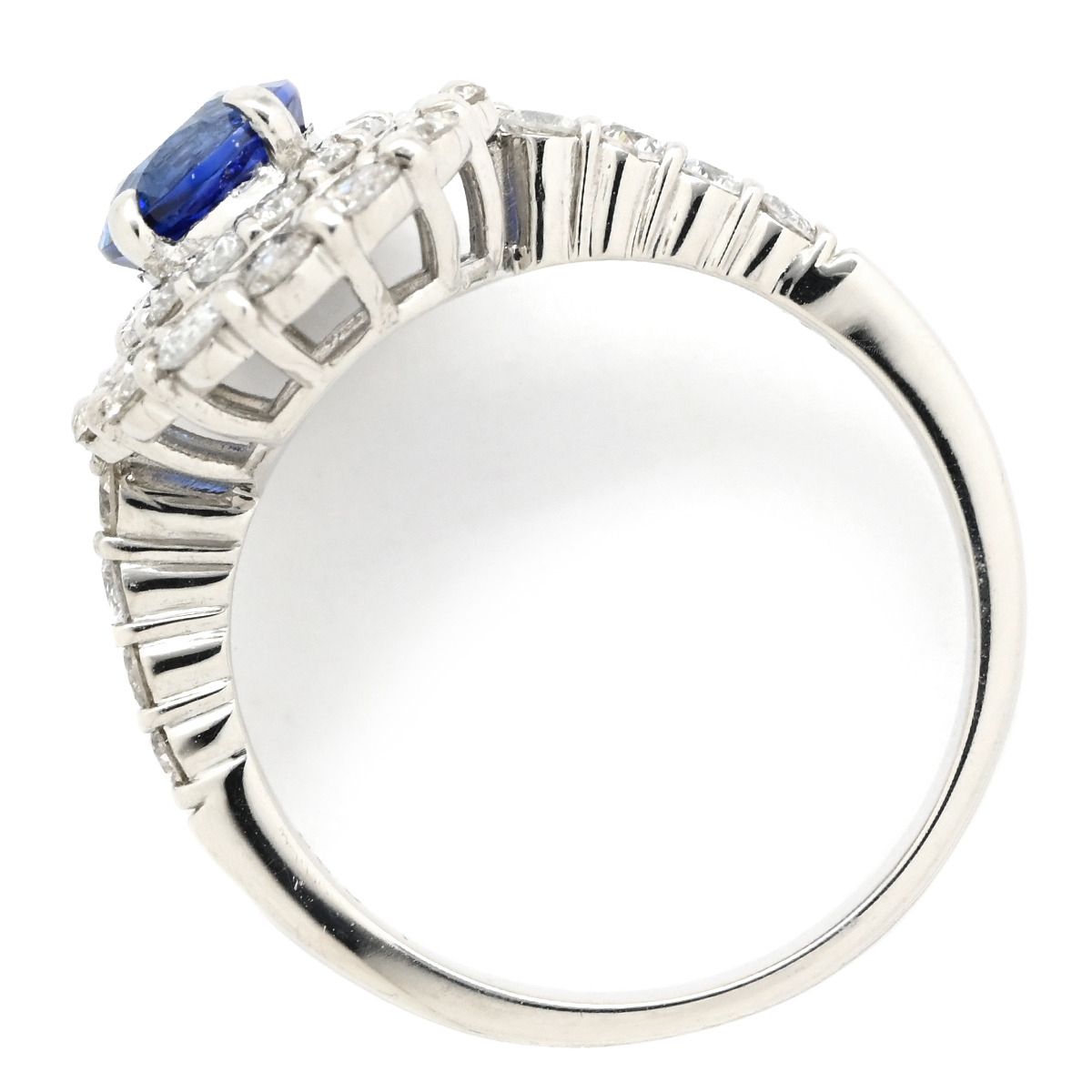リング 指輪 ブルーサファイア ダイヤリング Pt 950 サファイア ダイヤモンド プラチナシルバー ロイヤルブルー 青 12号