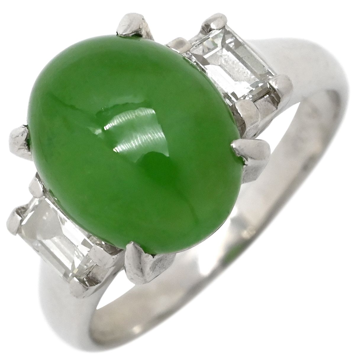 リング 指輪 ヒスイ ダイヤリング Pt 900 ダイヤモンド プラチナシルバー 翡翠 グリーン 11.5号