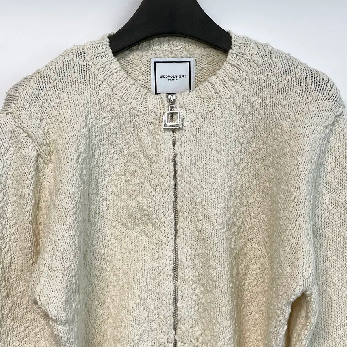 WYM 텍스처 위빙 가디건 アイボリー ブラック