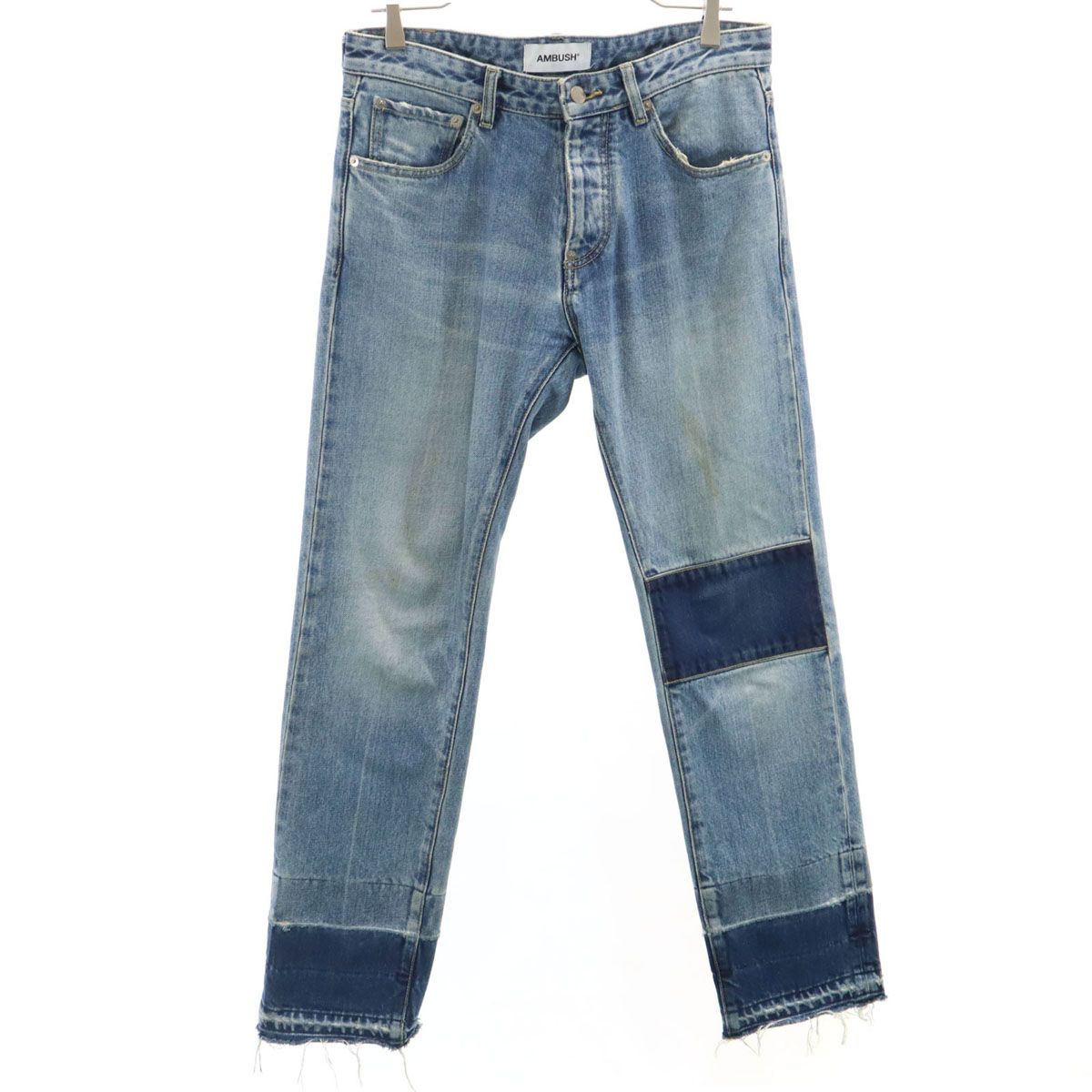 古着 AMBUSH アンブッシュ 日本製 カットオフ加工 ストレートデニムパンツ 1 ウォッシュブルー ジーンズ メンズ AMBUSH アンブッシュ 日本製 カットオフ加工 ストレートデニムパンツ 1