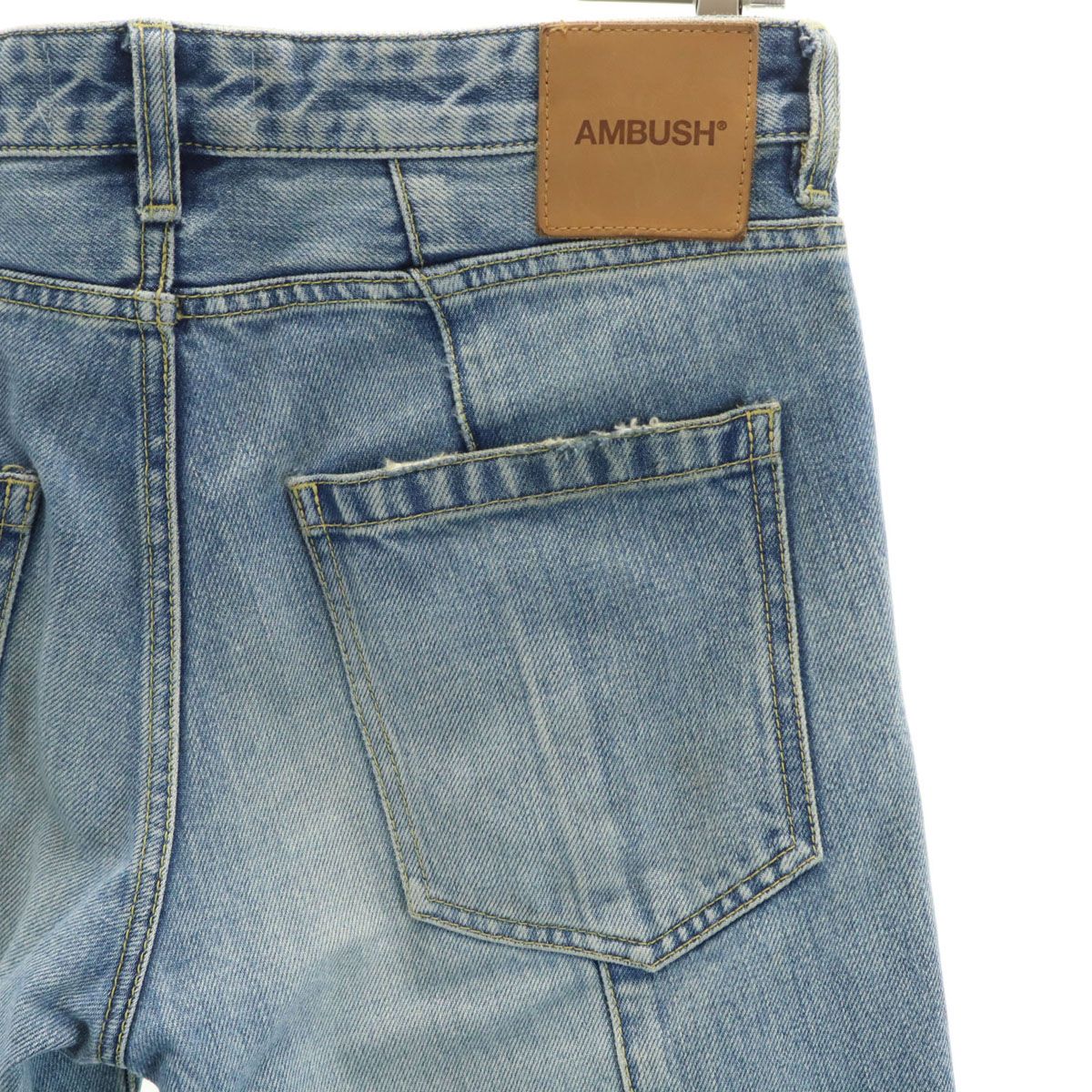 古着 AMBUSH アンブッシュ 日本製 カットオフ加工 ストレートデニムパンツ 1 ウォッシュブルー ジーンズ メンズ AMBUSH アンブッシュ 日本製 カットオフ加工 ストレートデニムパンツ 1
