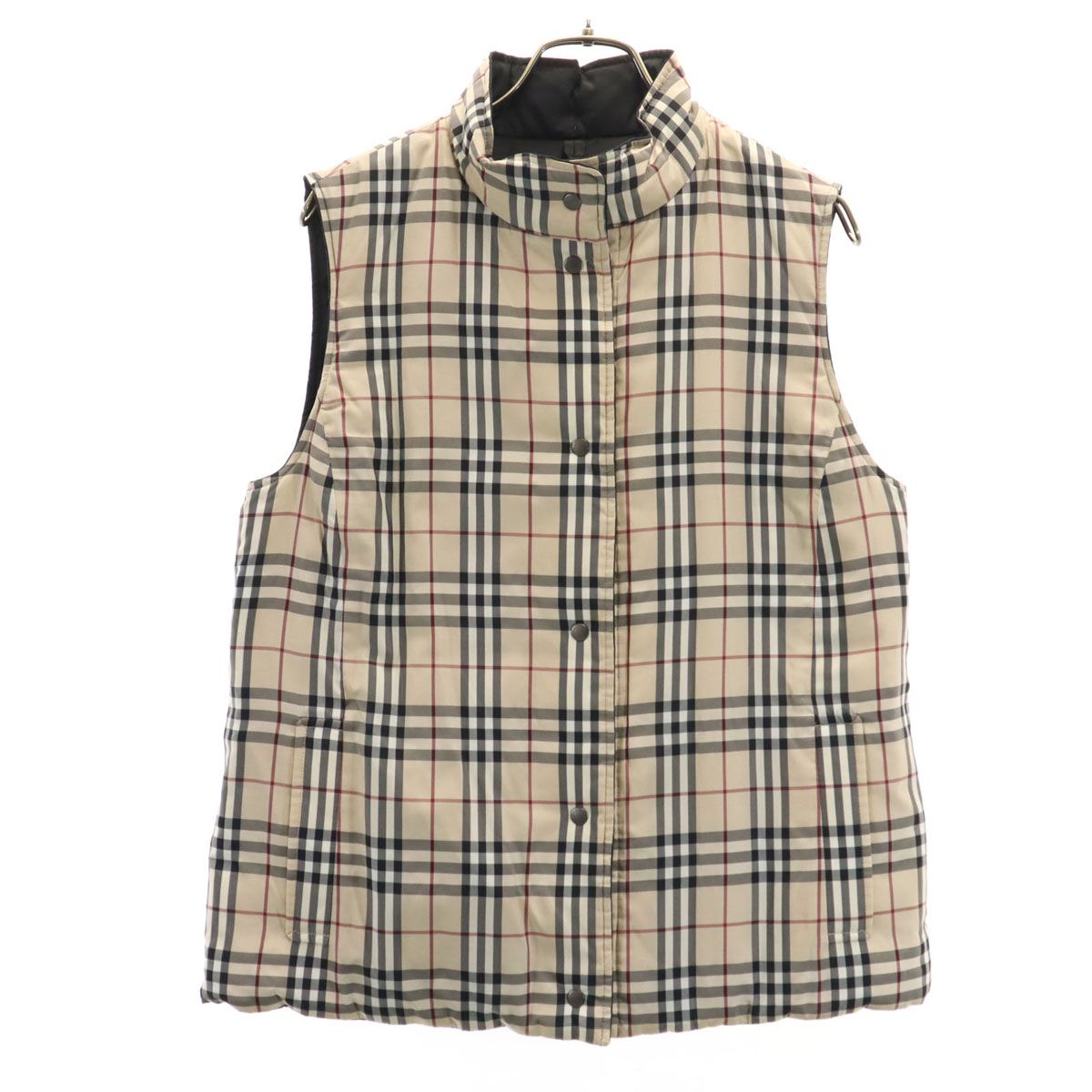 BURBERRY LONDON バーバリーロンドン ノバチェック柄 リバーシブル ダウンベスト 9 ベージュ系 三陽商会 レディース 古着