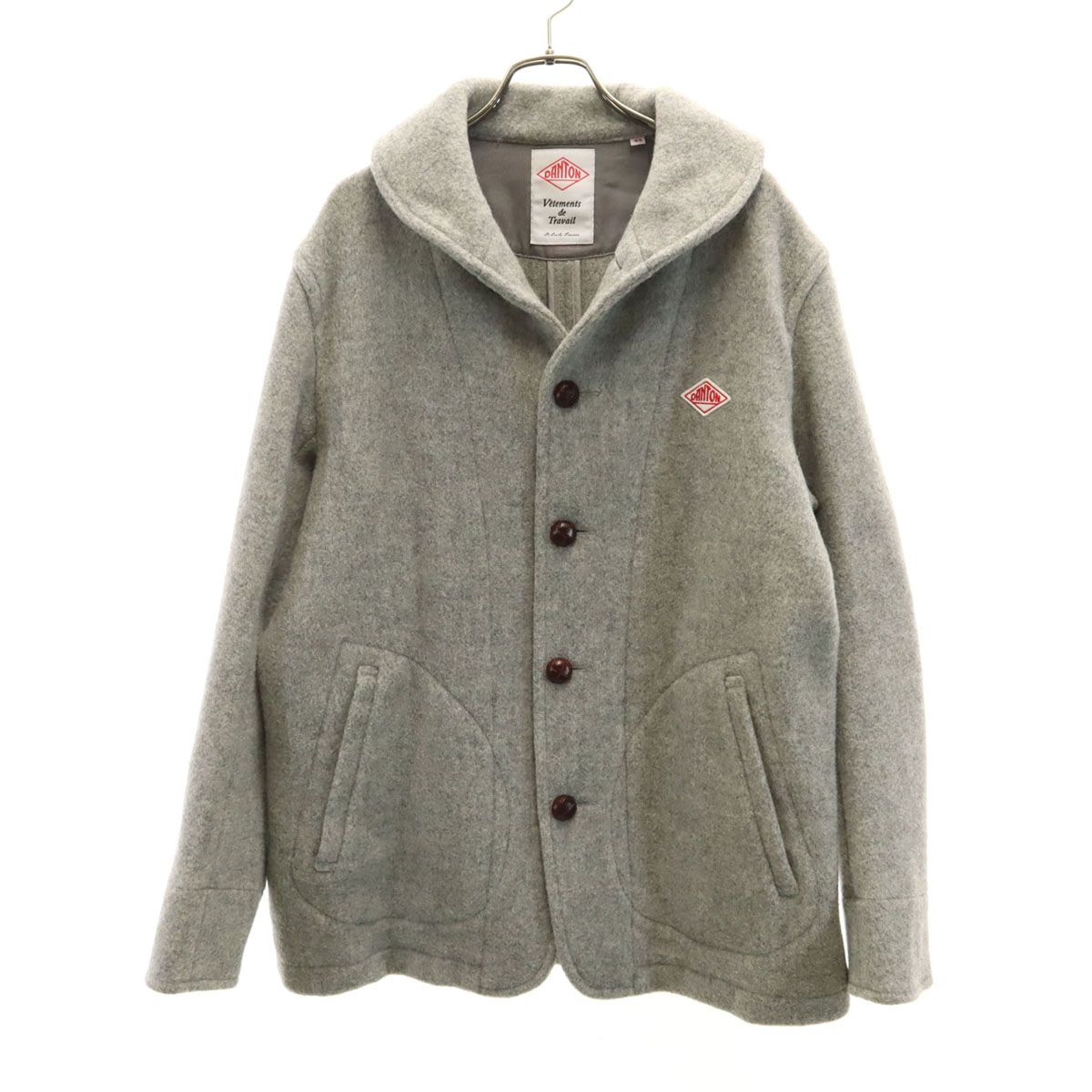 Danton ダントン ウールブレンド 丸襟 モッサ ジャケット 44 ライトグレー メンズ 古着