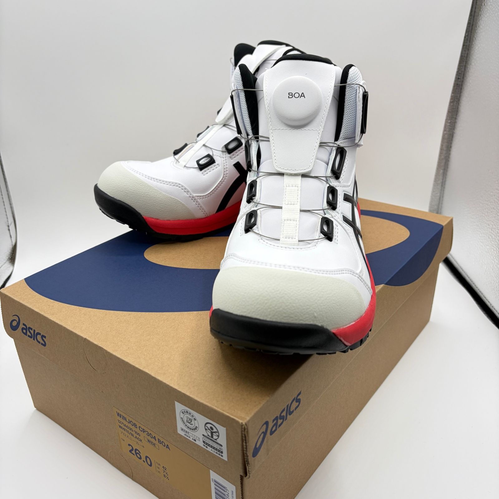 アシックス ウィンジョブ 安全靴 CP304 BOA 26.0cm ホワイト×ブラック asics リサイクルマート宇部店