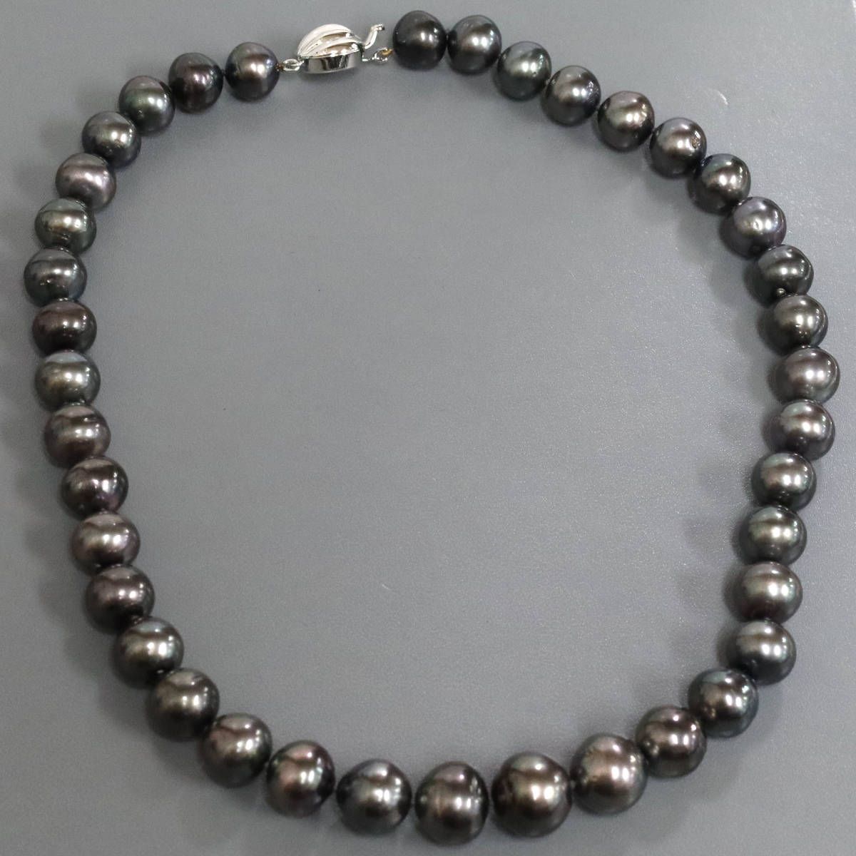 ブラックパールネックレス シルバー金具 11-14 mm 44 cm