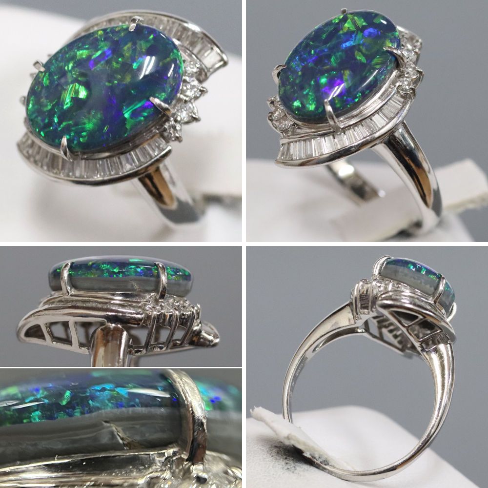 Pt900ブラックオパールダイヤモンドリング