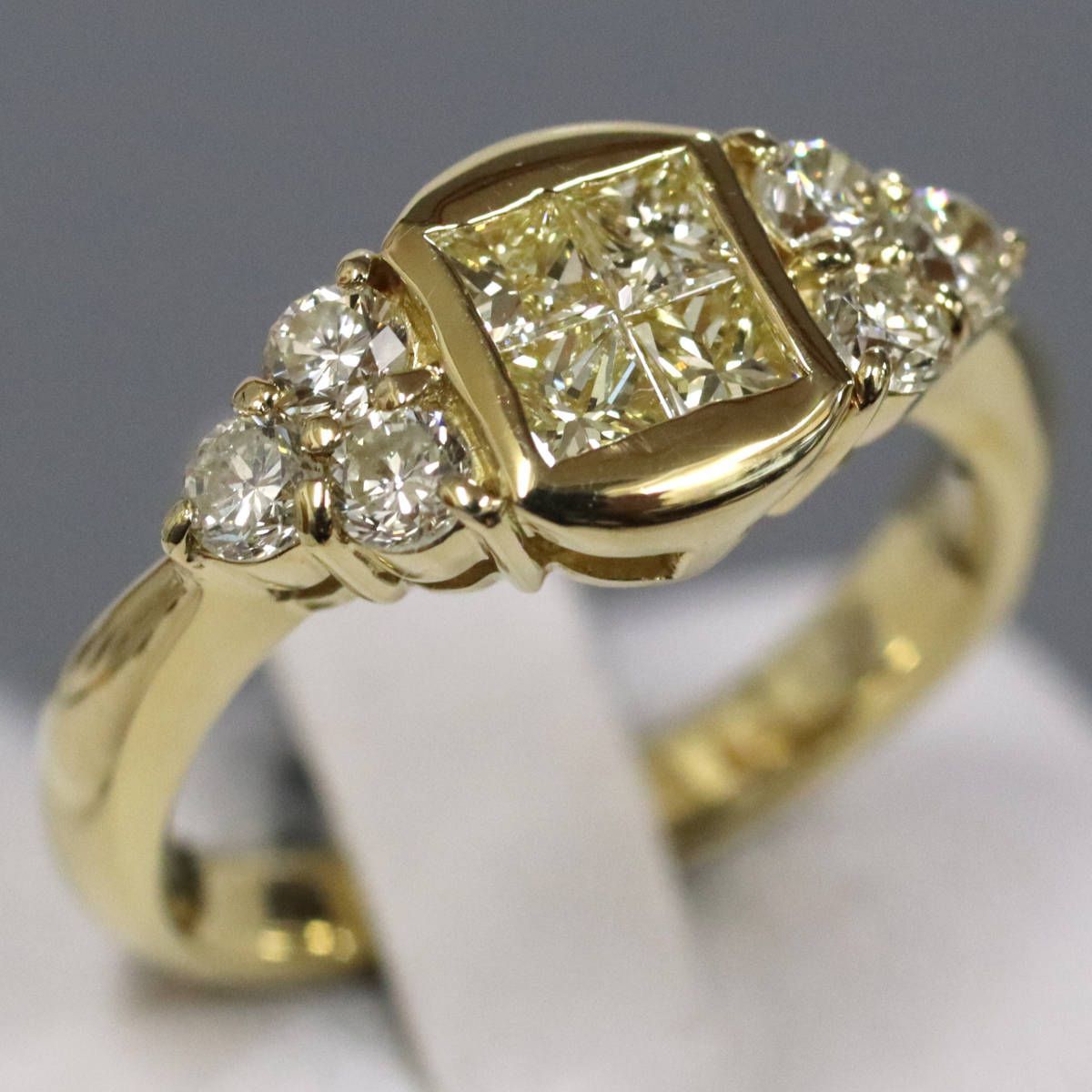 K18ダイヤモンドリング プリンセスカット D1.00 5.3g 11