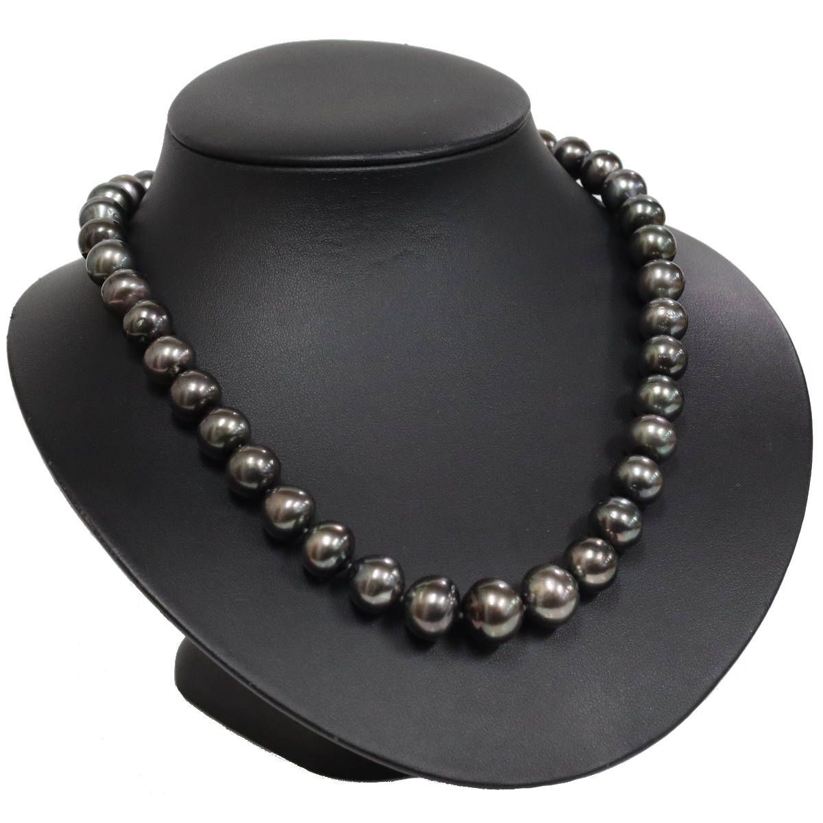 ブラックパールネックレス シルバー金具 11-14mm 44cm