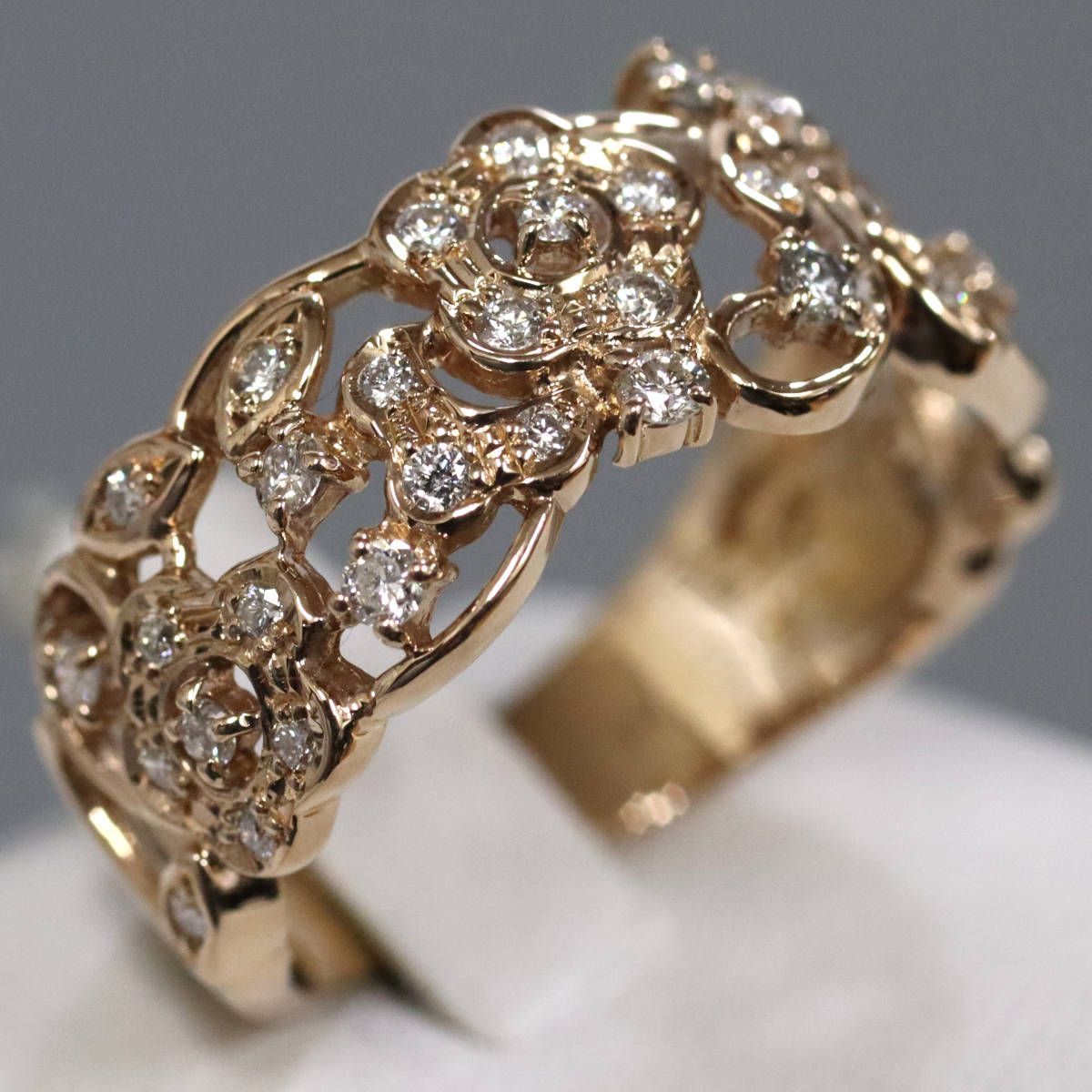 K18PGダイヤモンドリング フラワーモチーフ D0.36 5.4g 16